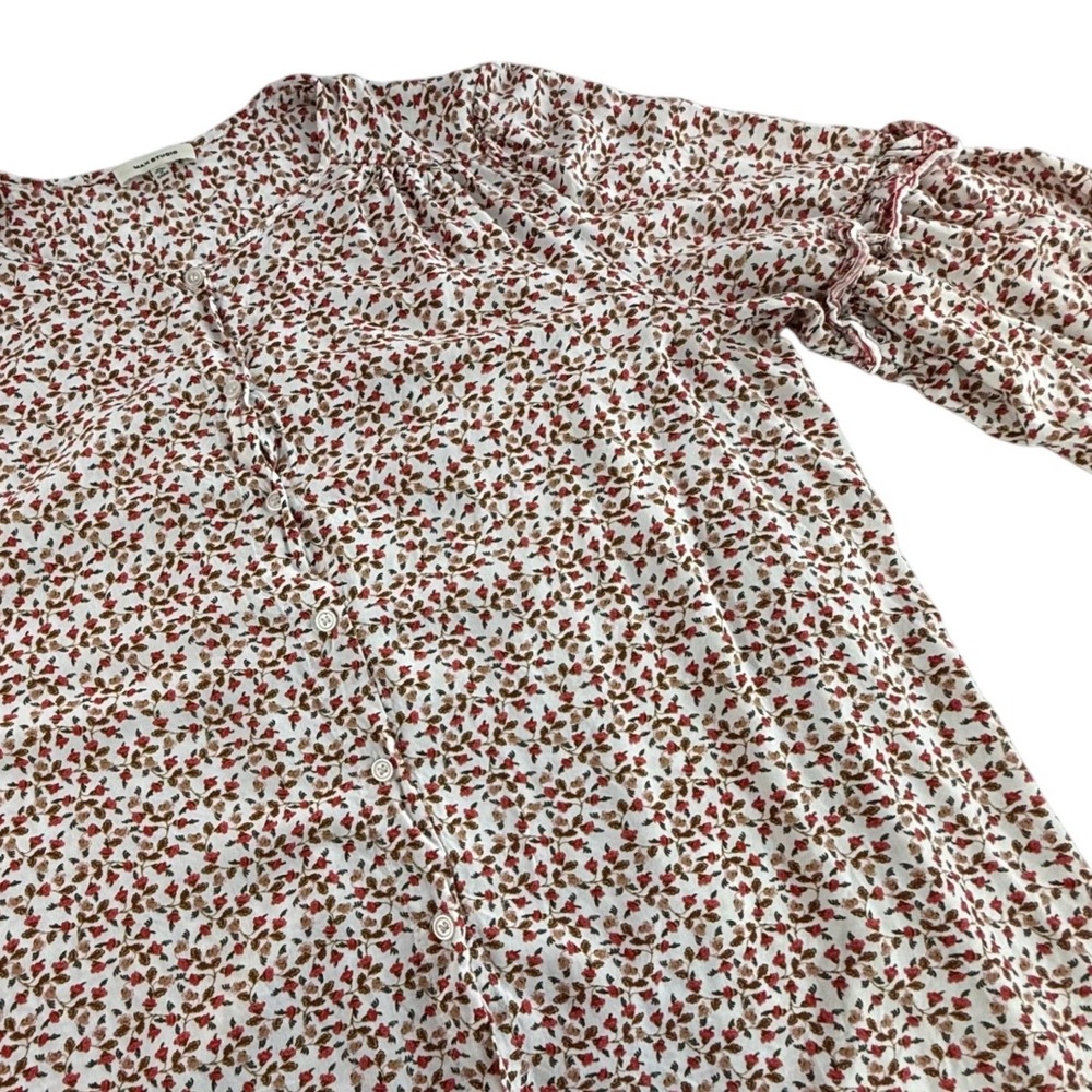 Max Studio Cottagecore Boho Peasant Blouse Ditsy Floral Prairie Fairycore XL